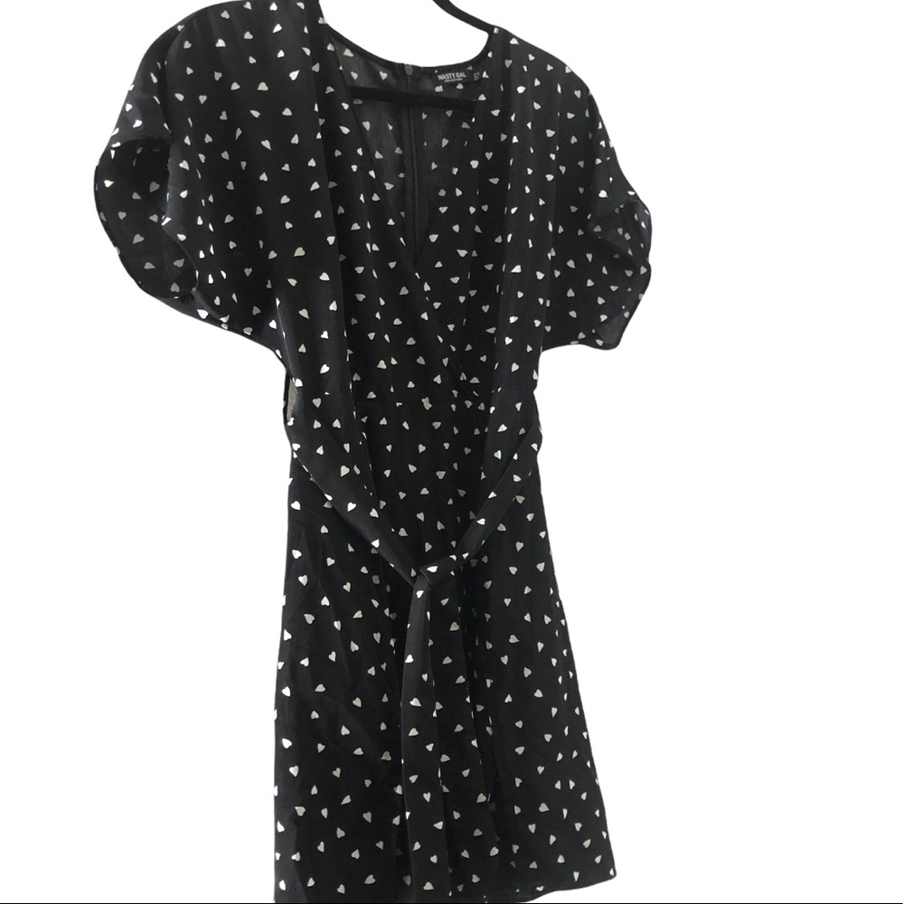Dolman Sleeved Mini Dress with Heart Print Fabric